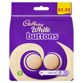 Cadbury White Buttons UK bag 85g case 10ct - chocolate